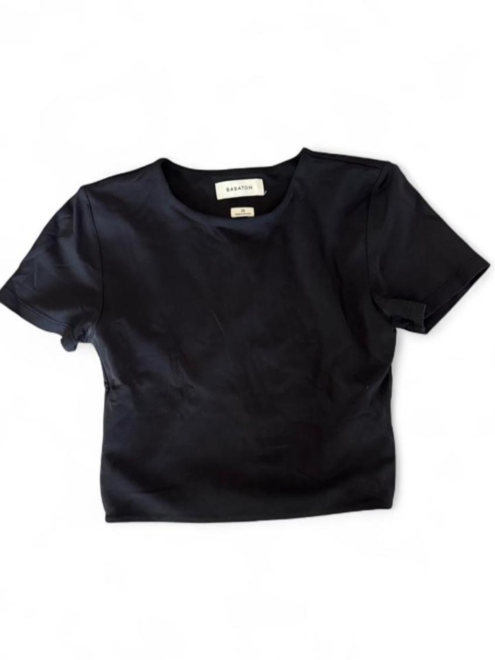 Aritzia Babaton Contour Black Short Sleeve Crop Tee